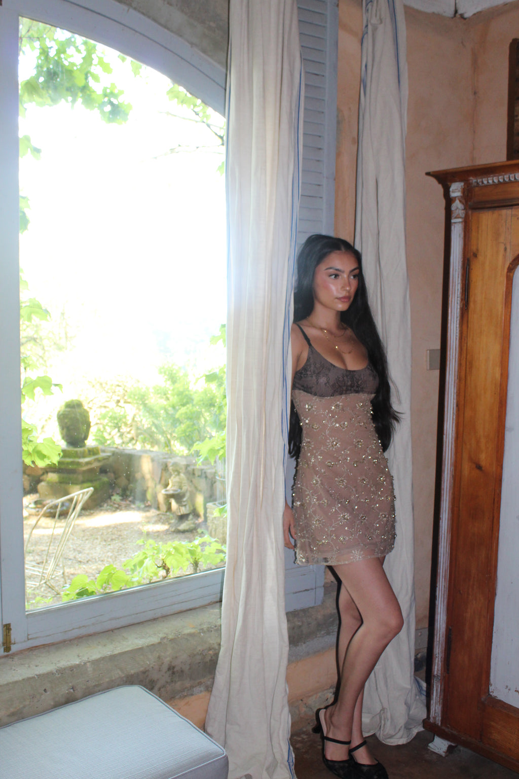 Golden Hour Hand Beaded Mini Dress