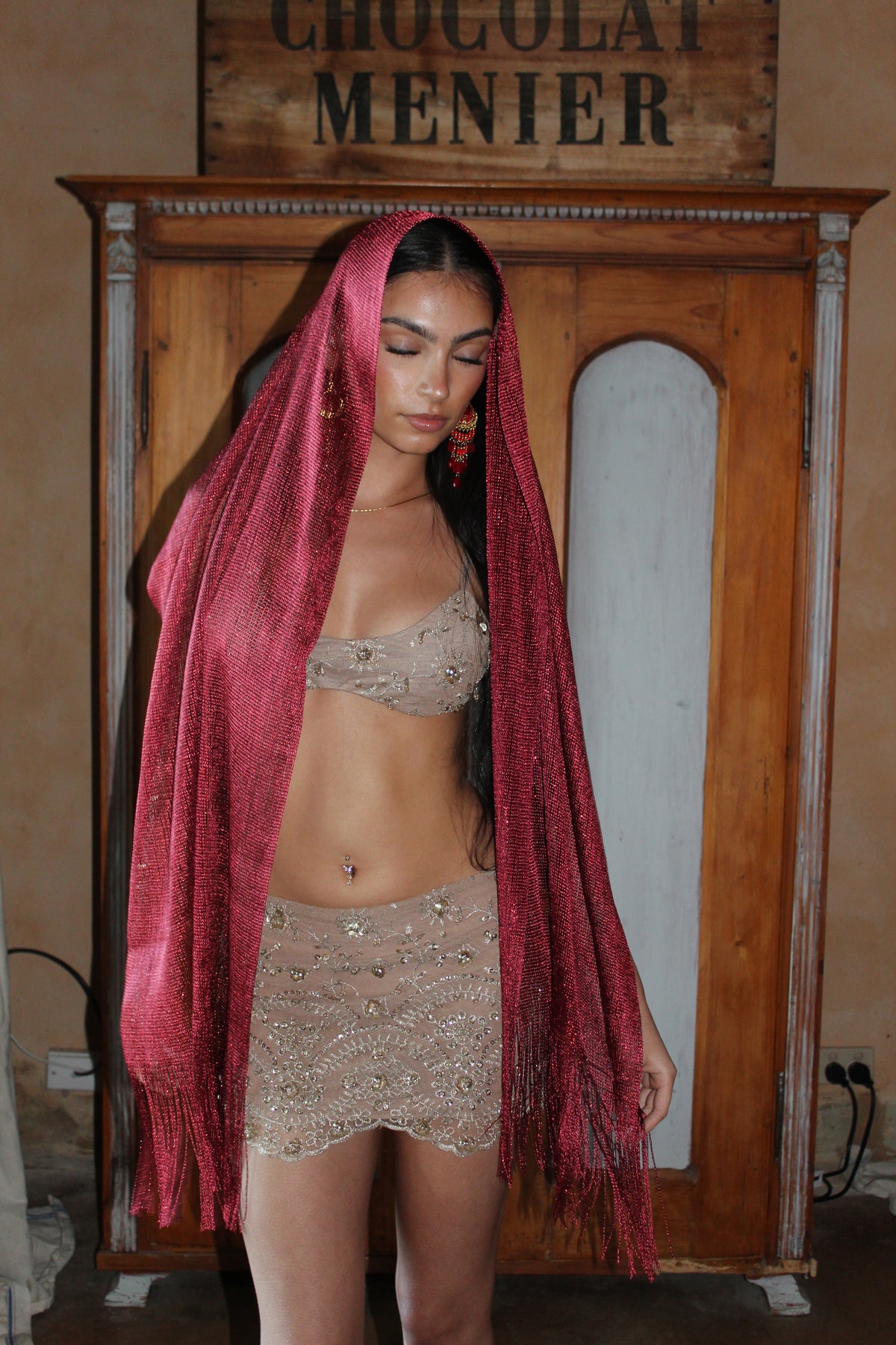 Golden Hour Hand Beaded Mini Skirt